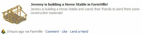 FarmVille Horse Stable Status Message For Help