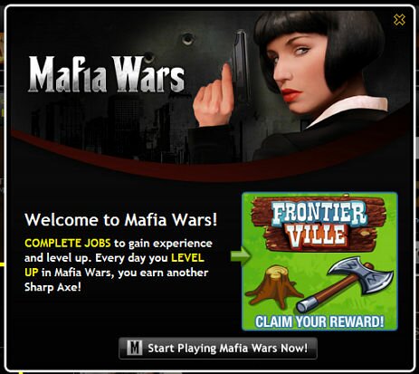 FrontierVille Sharp Axe Mafia Wars Cross Promo 2