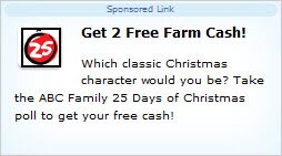 FarmVille: 2 Free Farm Cash From ABC Family
